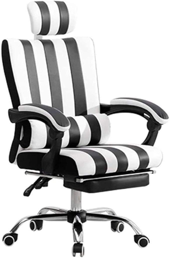 Office Chair Gaming Chair Computer Chair Office Chair with Height Adjustable Design Ergonomic Chair Desk Gaming Chair with Lumbar Support (Color : White+Black)
