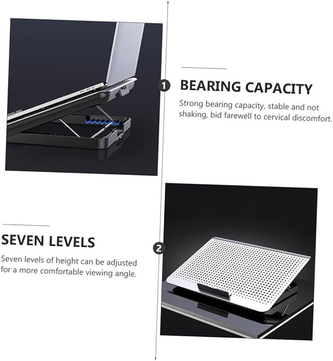Laptop Cooler Stand with Adjustable Silent Fan Aluminum Alloy Notebook Radiator for Heat Dissipation Ergonomic Cooling Accessory for Home Office and School Use