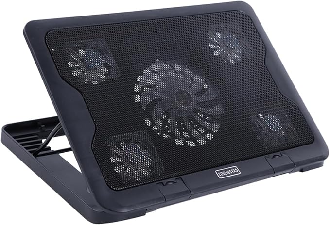 Laptop Cooling Stand 5 Fans USB Powered Cooling Base with Anti-Skid Heatsink Bracket for Notebooks and Laptops Multi-Angle for Gaming and Work Use