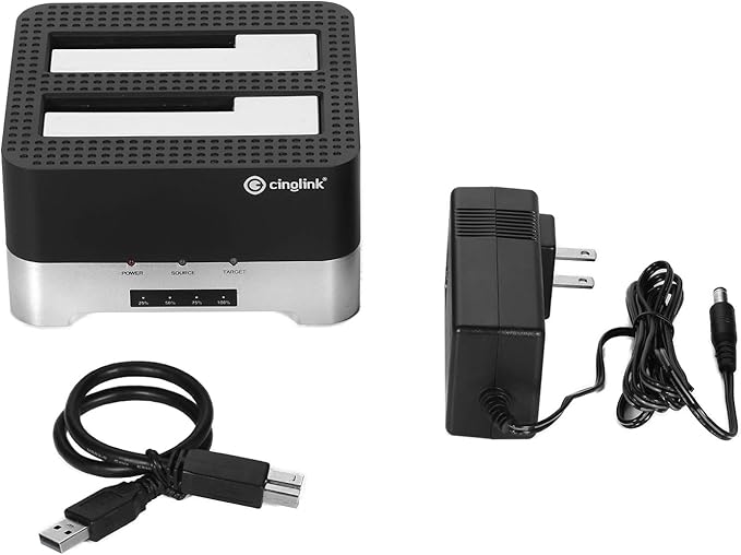 Clone Dock HDD duplicator Disk Drive Hard Reader SATA Hard Drive Docking Station USB 3.0 SSD HDD Docking Station Dual Bay for 2.5 or 3.5inch HDD with Hard Drive Duplicator/Cloner 12 TB (Docking)