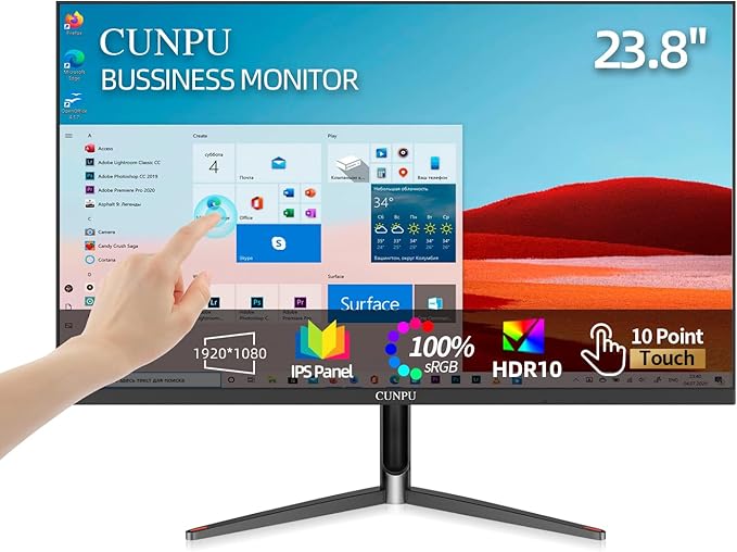 24 Inch Touchscreen Monitor 10 Point Touch FHD 1080P 75Hz IPS Screen 100% SRGB VESA Wall Mountable Tilt Adjustment VGA HDMI USB for PC Laptop Business &amp Work Station Warehouse