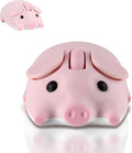 Cute Pig Design Wireless Mouse - Dual Mode Bluetooth &amp USB Silent Operation Ergonomic Ideal for Laptops &amp PCs for Animal Lovers and Family (pnik)