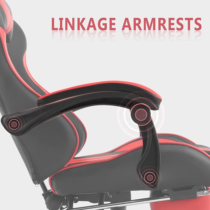 Ferghana Gaming Chairs Red with FootrestErgonomic Racing Style PC Game Computer Chair with Headrest Lumbar Support Adjustable Recliner PU Leather Video Computer Chair(Red)