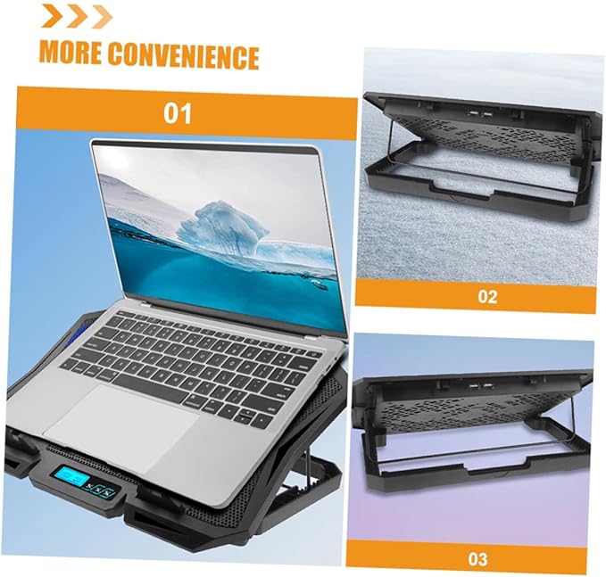 Laptop Cooling Pad 15.6-inch with 6 Fans Adjustable Speed Quiet Cooling Stand for Gaming and Office Use Blue Light USB Powered for Laptops