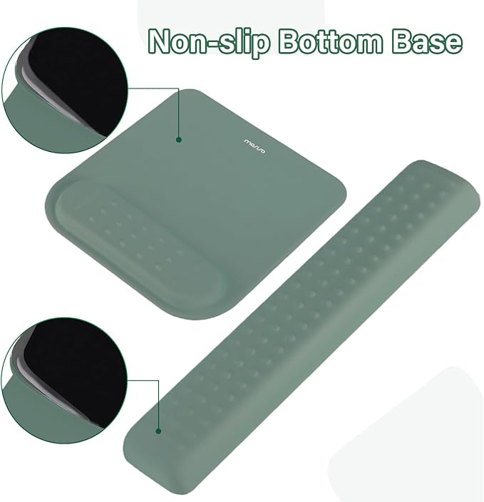 MOSISO Computer Keyboard Stand&ampWrist Rest Support for Keyboard &ampMouse Pad Set Ergonomic Massage Wrist Rest Set Easy Typing Working Acrylic Clear Stand for Office Home Emerald Green