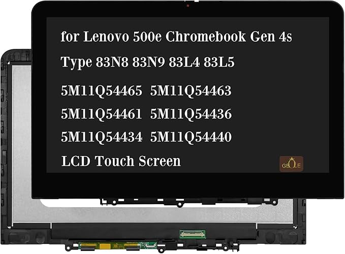 Replacement for Lenovo 500e Chromebook Gen 4s 83N8 83N9 83L4 83L5 83L40001US 5M11Q54440 5M11Q54434 5M11Q54436 5M11Q54465 11.6 inch 30pin HD 1366x768 LCD Touch Screen Display Digitizer Assembly