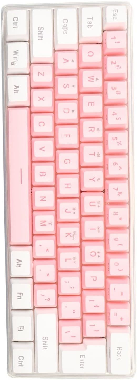 ZJchao Gaming Keyboard 60% Layout Mechanical Keyboard 61 Keys Wired RGB Compact Keyboard for Typist (White Pink)