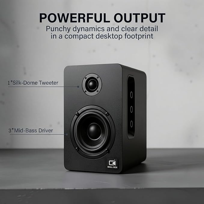 H1 Computer Speakers for Desktop PC Monitor &amp Laptop 60W Powered 2.0 Stereo with Bluetooth 24-Bit USB-C DAC Optical 3.5mm AUX Bass/Treble Control Black