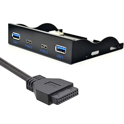 Chenyang USB-C &amp USB 3.0 HUB 4 Ports Front Panel to Motherboard 20Pin Connector Cable for 3.5 Floppy Bay