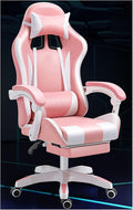 Ergonomic Gaming Chair Comfortable Gaming Chair with Footrest Computer Chair Leather Desk Chair Adjustable Swivel Gaming Office Chair Pink