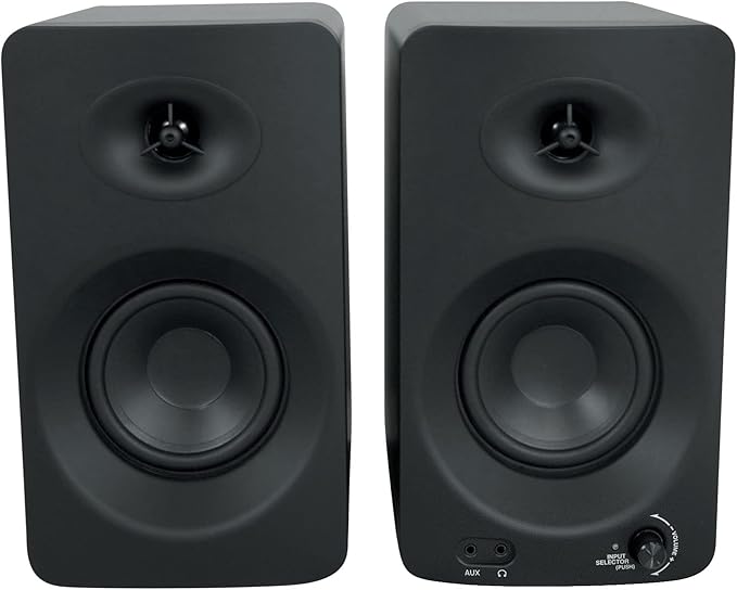 Rockville ASM4 Powered Studio Monitor Speaker Pair 4 2-Way 200W Black Bluetooth Optical Input Perfect for Studio Monitoring Computer Speakers