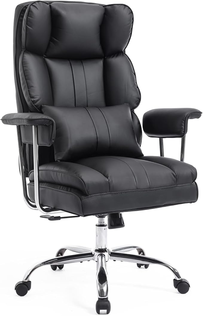 Big and Tall Office Chair 400lbs Wide Seat Executive Office Desk Chair High Back Computer Gaming ChairLumbar Support Computer Chair for Heavy PeopleBlack