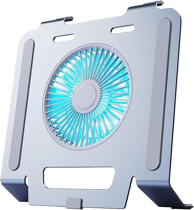 Laptop Cooling Stand - 24.2x24.8x6.5cm Ventilated Laptop Cooler | Computer Cooler Fan | Ergonomic Stand Support Fan | for Notebook Computer Monitor Display Office Home Work Game Quite Ultra Slim
