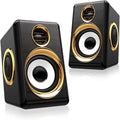 1 Pair USB+AUX Wired Computer Speakers Bass Reinforcement 4 Diaphragm for Laptop Desktop 8W High Power Loudspeaker (Color : Gold) (Gold)