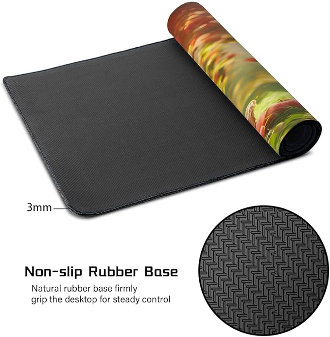 Grass Fruit Tree Apple Large Mouse Pad Gaming Mousepad Desk Mat for Desktop Computer Keyboard Waterproof Mouse Mat Desk Pad with Non-Slip Base for Game School Office Home 35.4 x 15.7