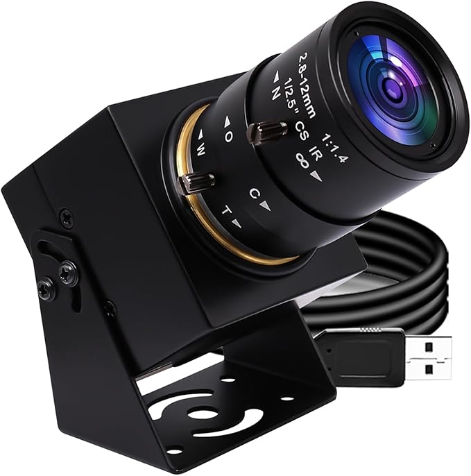 SVPRO USB Camera 1080P Full HD Webcam 2MP Machine Vision Industrial Camera 2.8-12mm Varifocal Lens Manual Focus Webcam 100fps/60fps/30fps for WindowsMacLinuxAndroid