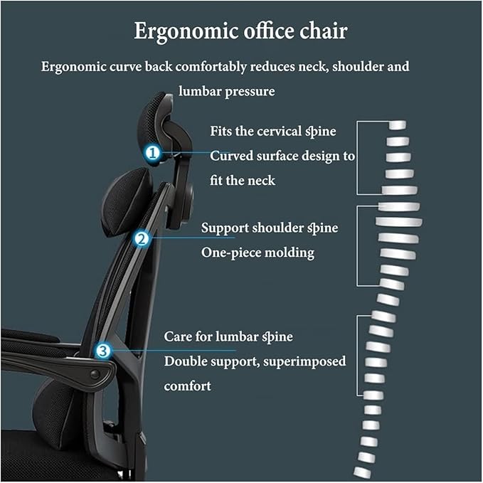 Chair Office Chair with Foot Rest Ergonomic Mesh Desk Chair Lumbar Support Computer Chair with Adjustable Headrest Swivel Task Chair Adjustable Height Gaming Chair (Color : /Blue)