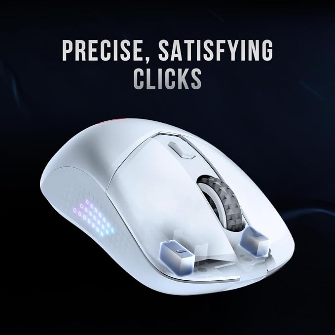 msi Versa 300 Elite Wireless White Gaming Mouse - 26000 DPI Optical Sensor 1000 Hz Polling Rate Symmetrical 60M+ Click OMRON Switches 6 Buttons 200-Hour Battery 1ms Latency RGB 65g