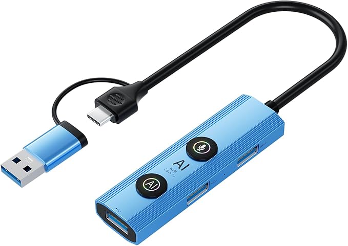 5-in-1 USB Type C Hub USB-A Hub Voice Control &amp AI Tools – Universal Compatibility for Laptops/Desktops/Tablets (Windows/macOS/Android)