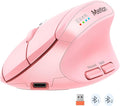 MEETION Pink Wireless Ergonomic Mouse Bluetooth Vertical Rechargeable Mice 4 Adjustable DPI 800-2400 Bluetooth 5.2+5.2+USB Mouse for Windows/Mac for Laptop/PC/Desktop/Computer/iPad