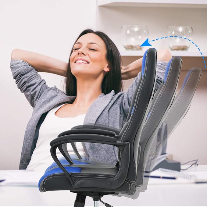 Office Chair Gaming Desk Racing Gaming Chair PC Gaming Ergonomic Racing Heavy Duty Office Video Game Chair PU Leather Racing Chair for Home Office Computer Gaming Chairs Video Game Chairs - Blue