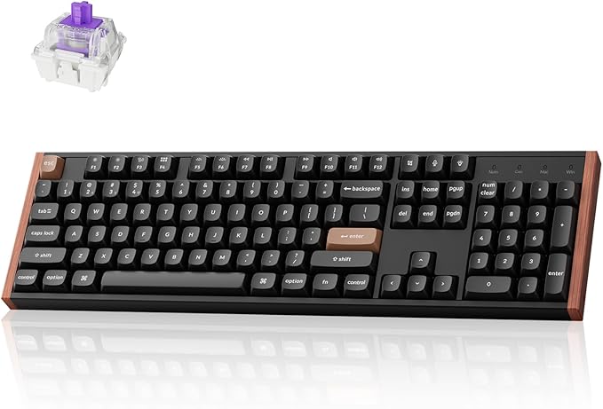 Keychron K10 HE Hall Effect Keyboard Wireless Magnetic Switch Hot Swappable Adjustable Actuation Rapid Trigger Mode with Aluminum + Wood Frame Full-Size Custom RGB for Mac Windows Linux - Black