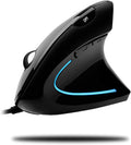 Adesso Wired Vertical Ergonomic Illuminated Optical 6-Button USB Mouse - Right Hand Orientation Black
