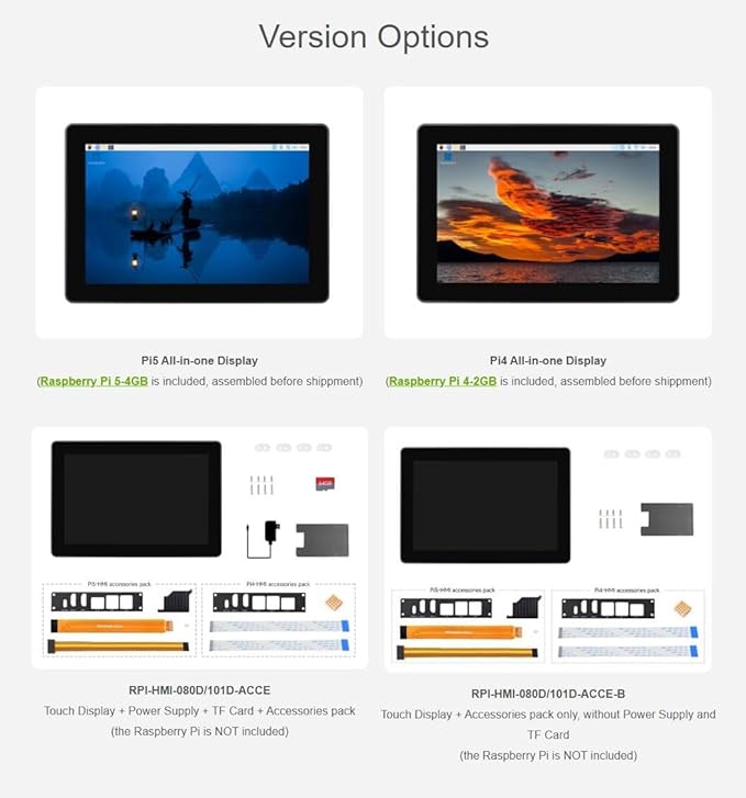 10.1inch 1280×800 Industrial HMI All-in-one Touch Display for Raspbery Pi Supports Dual 4K HDMI Output 10-Point Touch Accessories Pack Pnly Withou Raspbery Pi with Power Supply + TF Card