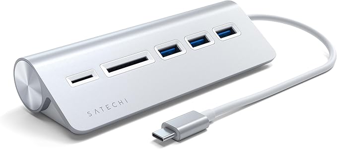 Satechi USB C Hub for Desktop USB C Hub with 3 USB-A 3.0 Data Ports Micro/SD Card Readers USBC Hub for MacBook Air/Pro M5/M4 Dell HP Surface Lenovo - Silver