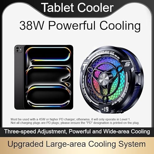 FS12 38W Semiconductor Tablet Cooler Large Area Powerful Cooling Magnetic RGB Cooler Radiator for Pad/Gaming