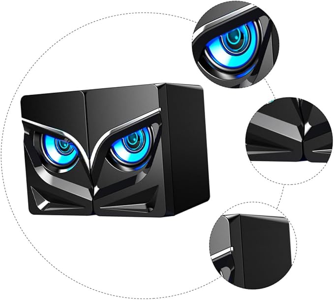 2pcs USB Powered Wired Desktop Computer Speakers with Deep Bass and Non-Slip Pads Compact Loudspeaker Box for Laptop Phone Gaming and Office Use