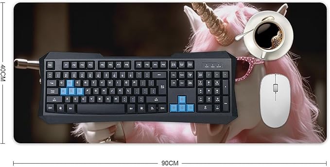 Pink Fur Glasses Unicorn Gun Gaming Mouse Pad Non-Slip Rubber Base 3XL Mousepad with Stitched EdgesWaterproof Washable Mouse Mat for Desk Home Office Gaming 35.5x16