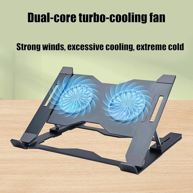Gaming Laptop Cooling Bracket with LED Light Effects Aluminum Alloy Ventilated Notebook Holder for Most Notebook