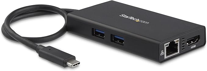 StarTech.com USB-C Multiport Adapter - USB-C Travel Docking Station with 4K HDMI - 60W Power Delivery Pass-Through GbE 2pt USB-A 3.0 Hub - Portable Mini USB Type-C Dock for Laptop  TAA (DKT30CHPD)