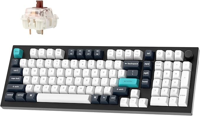 Keychron Q5 Max Wireless Custom Mechanical Keyboard 2.4 GHz Bluetooth QMK Full Aluminum 96% Layout RGB with Hot-swappable Gateron Brown Switch Compatible with Mac Windows Linux