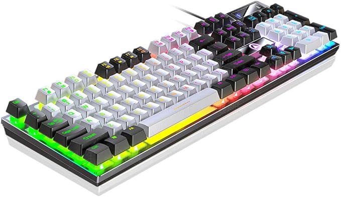 104-Key Mechanical Gaming Keyboard - Backlit USB Wired Mixed Light (Black)