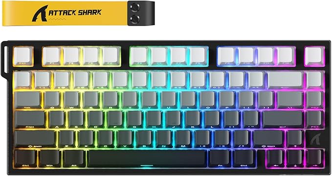 ATTACK SHARK R82HE Rapid Trigger Wired Mechanical Gaming Keyboard TKL NKRO RGB with 8K Polling0.005mm Accuracy256K Scan Rate5 Layer Sound DampedHall Effect Magnetic Switch for PC Mac(Moonlight)