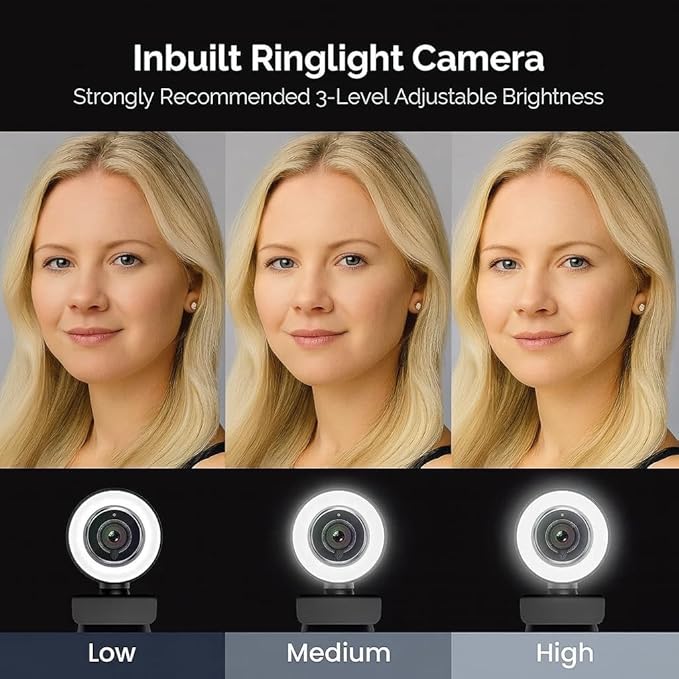 PC Webcam for Streaming HD 1080P PA552 USB Pro Computer Web Camera Video Cam for Mac Windows Laptop Conferencing Gaming Webcam with Touch Screen Ring Light &amp Microphone &amp Tripod