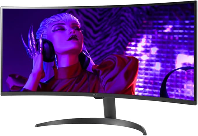 LG 34 Curved Smart WQHD (3440x1440) Monitor 100Hz HDR10 99% sRGB webOS 23 AirPlay 2 Screen Share Built-in Speakers Includes Remote Control