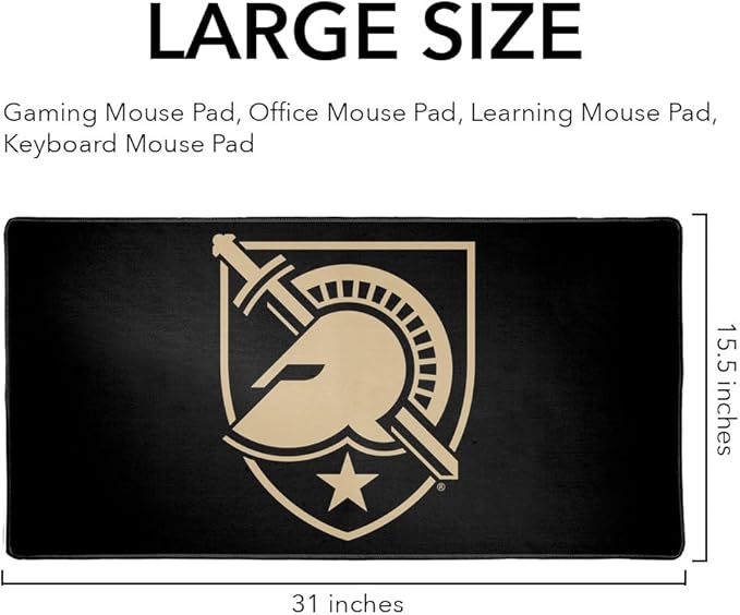 United States Military Academy Primary Logo Large Gaming Mouse Pad Desk Mat with Stitched Edges Non-Slip Base for Gamer Home and Office 31.5 x 15.7