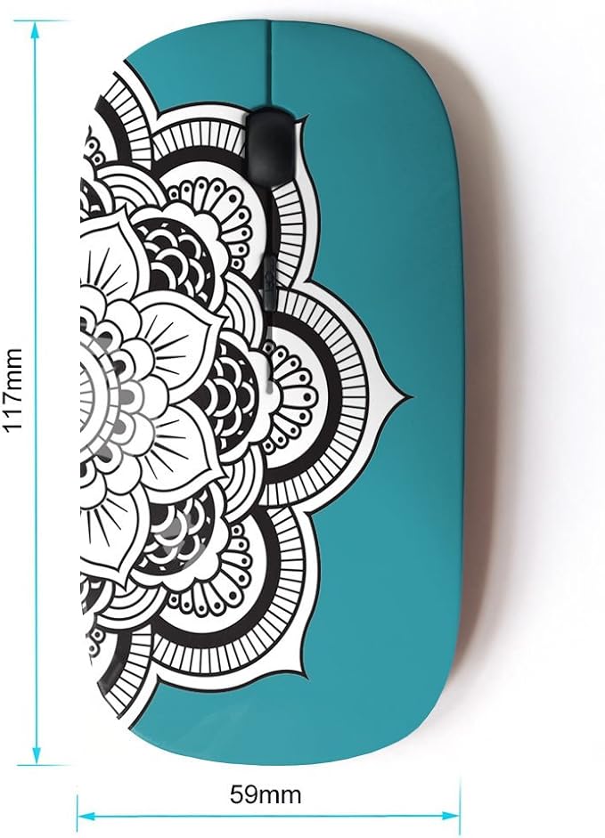 Graphic4You Mandala Flower (Turquoise) Ergonomic Wireless Mouse with Nano Receiver