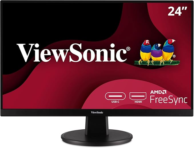 ViewSonic VA2447-MHU 24 Inch Full HD 1080p USB C Monitor w/FreeSync 100Hz Eye Care HDMI VGA (Renewed)