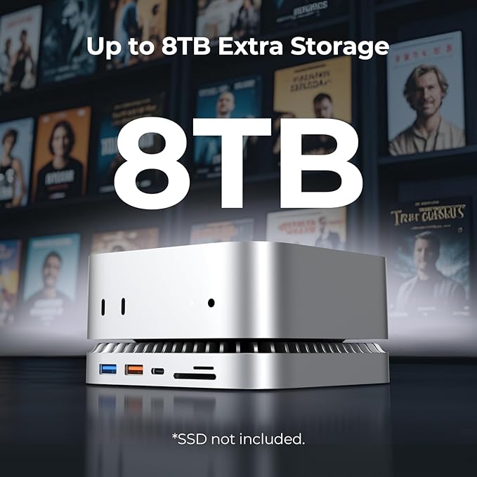 GIISSMO Mac mini M4 Dock with 4K@60 HDMI 8TB M.2 NVMe SSD Enclosure Mac mini Hub &amp Stand for Mac mini M4 and M4 Pro 2024 (10G USB A/C 5G USB A*2 USB-C Charge SD/TF Audio)
