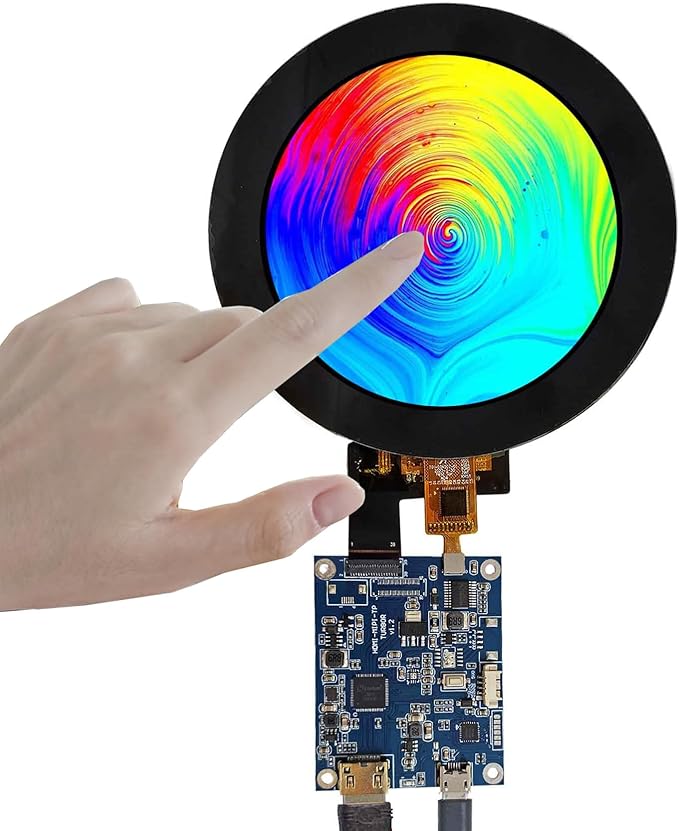 3.4 inch 800x800 IPS MIPI 330nit Round LCD Touch Screen and 39 pins Controller Board