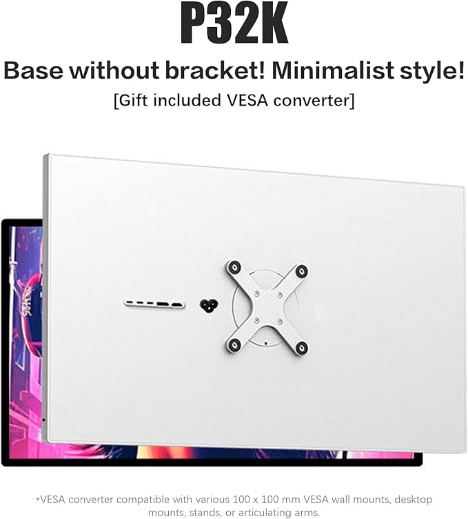 P32K 32 inch FHD (3840 x 2160) 4K 144HZ Gaming Monitor IPS Black Panel 1.07 Billion Colors 99% sRGB 5msHDR10G-Sync FreeSyncHDMIDPVESA178° Viewing Angle (Minimalist - Without Stand)
