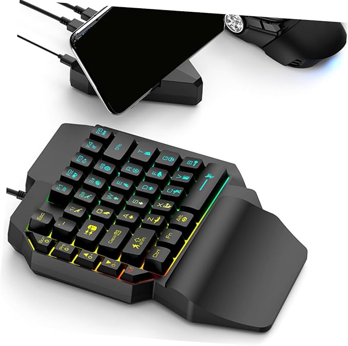 Gadpiparty 1pc Left-Handed Single-Hand Mechanical Gaming Backlight Function Compact and Portable Design for and Gaming Ergonomic for Mobile Use