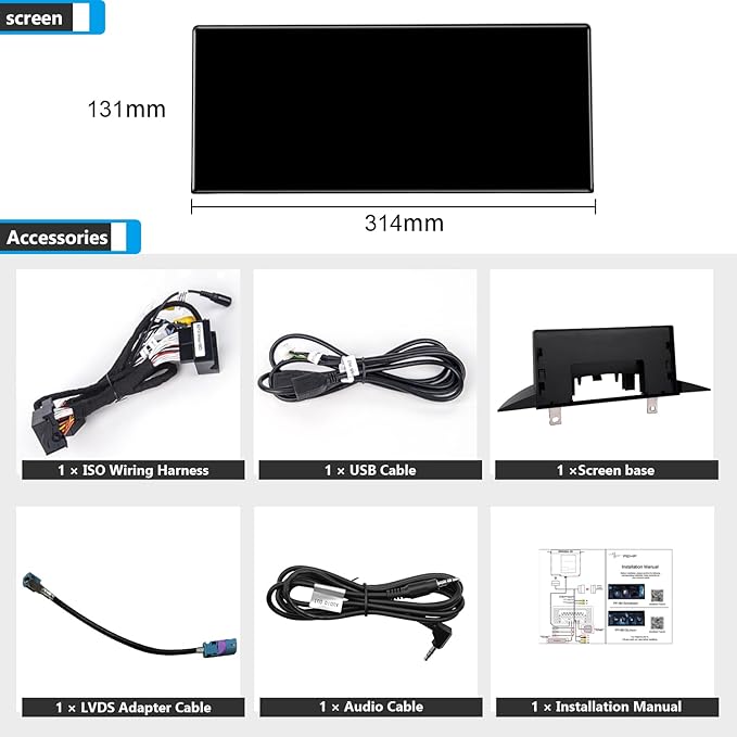 PEMP 12.3 Blue Anti-Glare Ultra-Thin Linux HD Screen for BMW 3 Series F30 NBT CIC Wireless and Wired CarPlay Android Auto Screen Calls Using The OEM Bluetooth 2012-2017