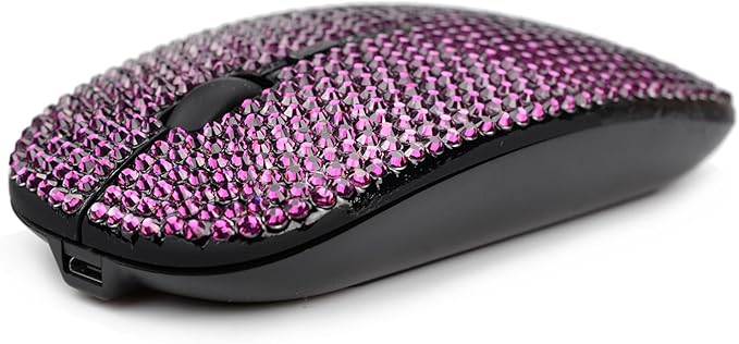 Bling Dazzling Rhinestone 2.4GHz Rechargeable Wireless Mouse with USB ReceiverCompatible with NotebookPCLaptopComputerMacBook - Purple