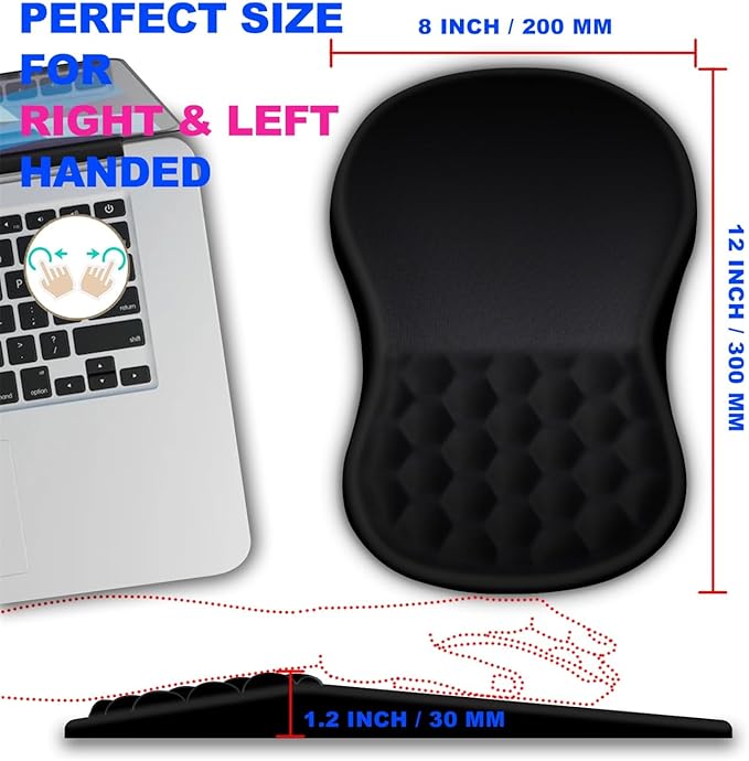 Mouse Pad Wrist Support Ergonomic Mouse Pad with Massage Dot Comfortable Computer Mouse Pad for Laptop Wrist Rest Pain Relief Mousepad with Non-Slip PU Base for Office &amp Home 12 x 8 in