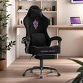 Soontrans Black Velvet Fabric Gaming Chairs with Footrest Ergonomic Comfortable Video Gamer Chair Reclining Office Computer Desk Game Chairs with Massage Lumbar CushionHeadrest for Adult